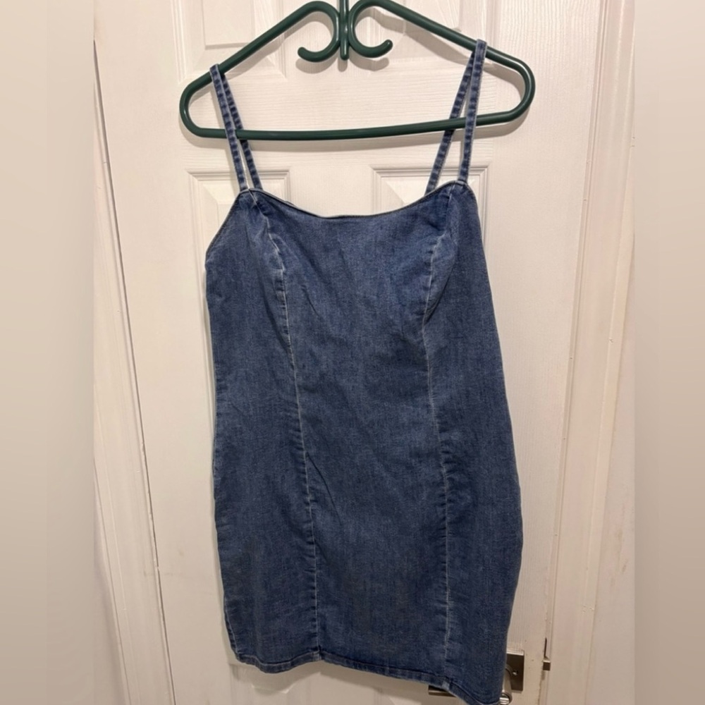 Blue Denim Spaghetti Strap Dress